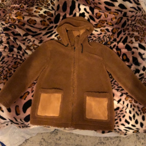 TOP SHOP VINNIE HOODED FAUX SHEARLING JACKET - Picture 3 of 5